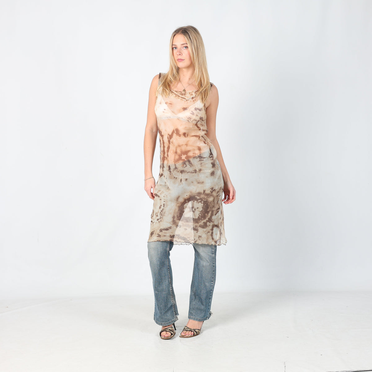 Brown Y2K Max&Co. Mesh Midi Dress (M)