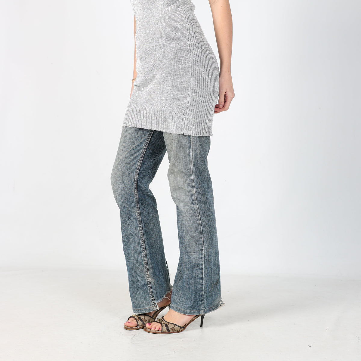Silver Y2K Golden Days Woven Mini Dress (S)