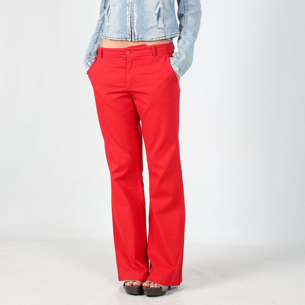 Red 90s Woven Trousers (S)