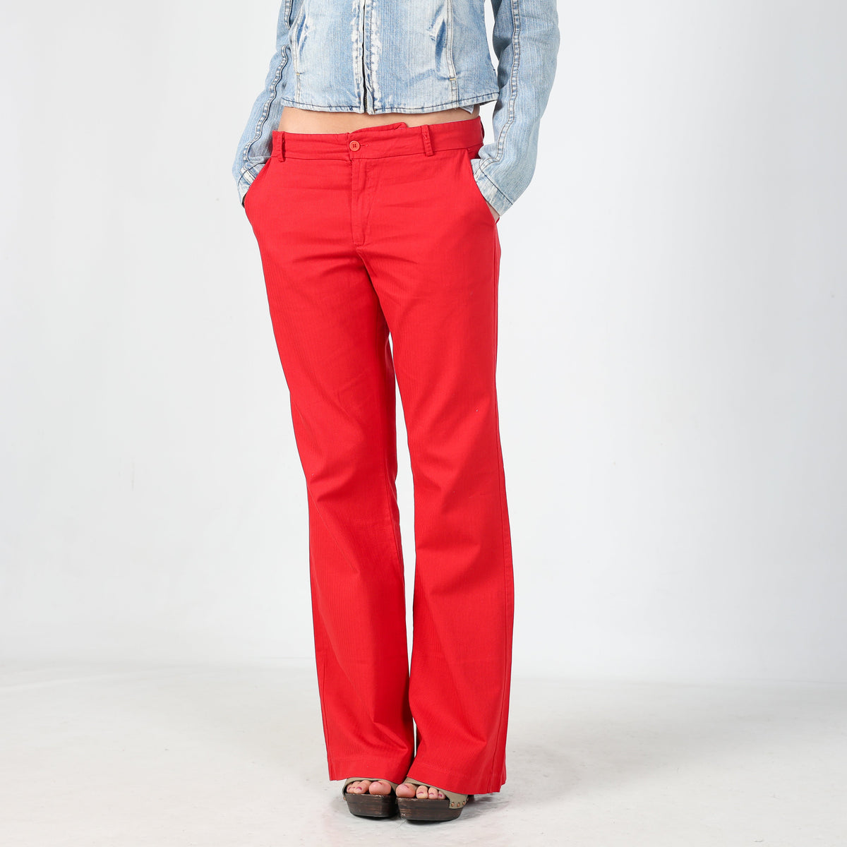 Red 90s Woven Trousers (S)