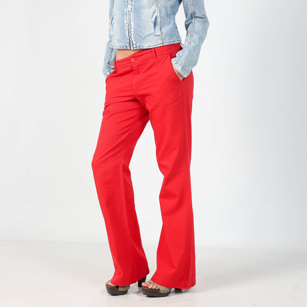 Red 90s Woven Trousers (S)
