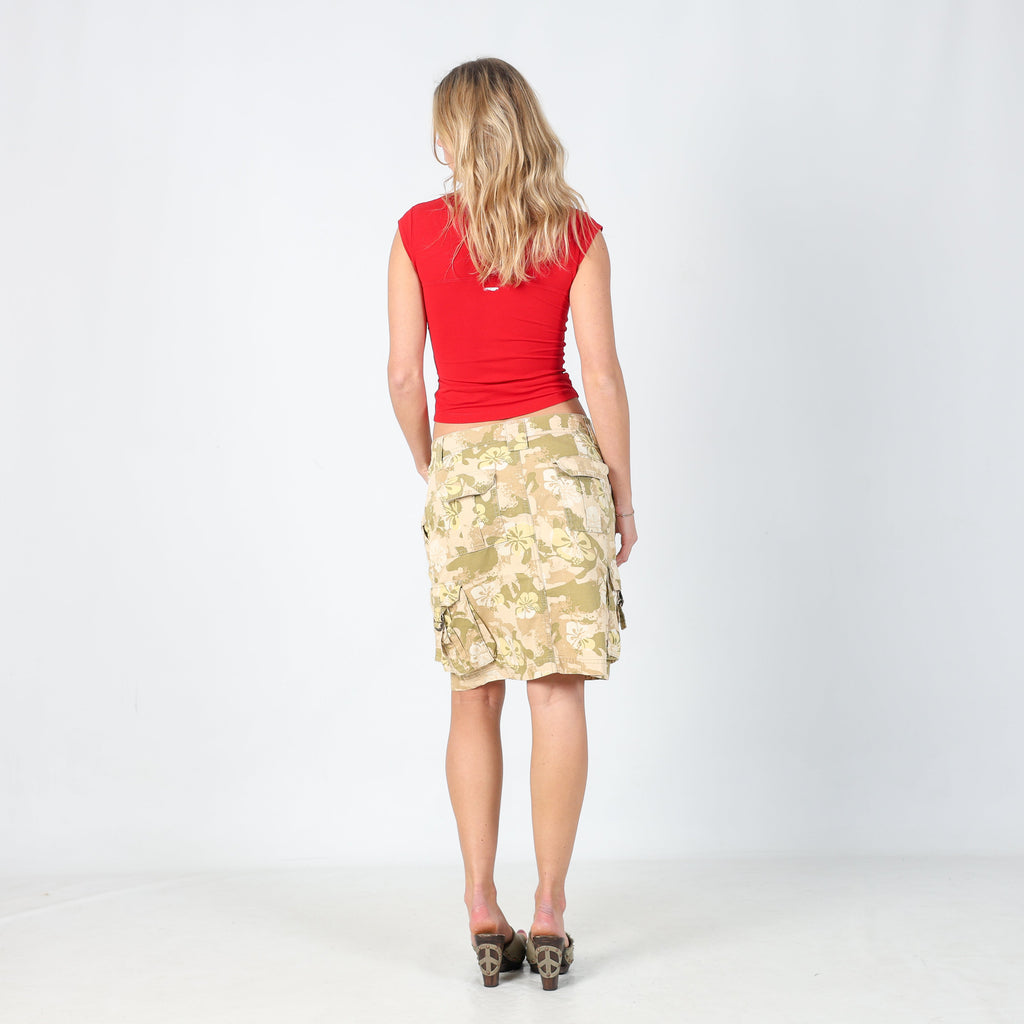 Khaki Green Y2K Esprit Woven Mini Skirt (M)