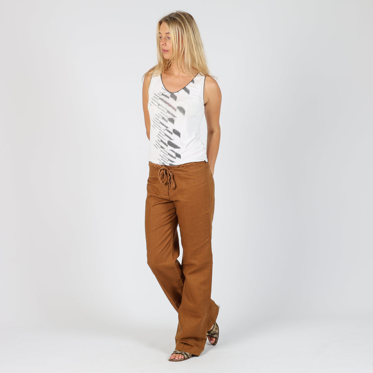 Tan Y2K Naf Naf Woven Trousers (S)