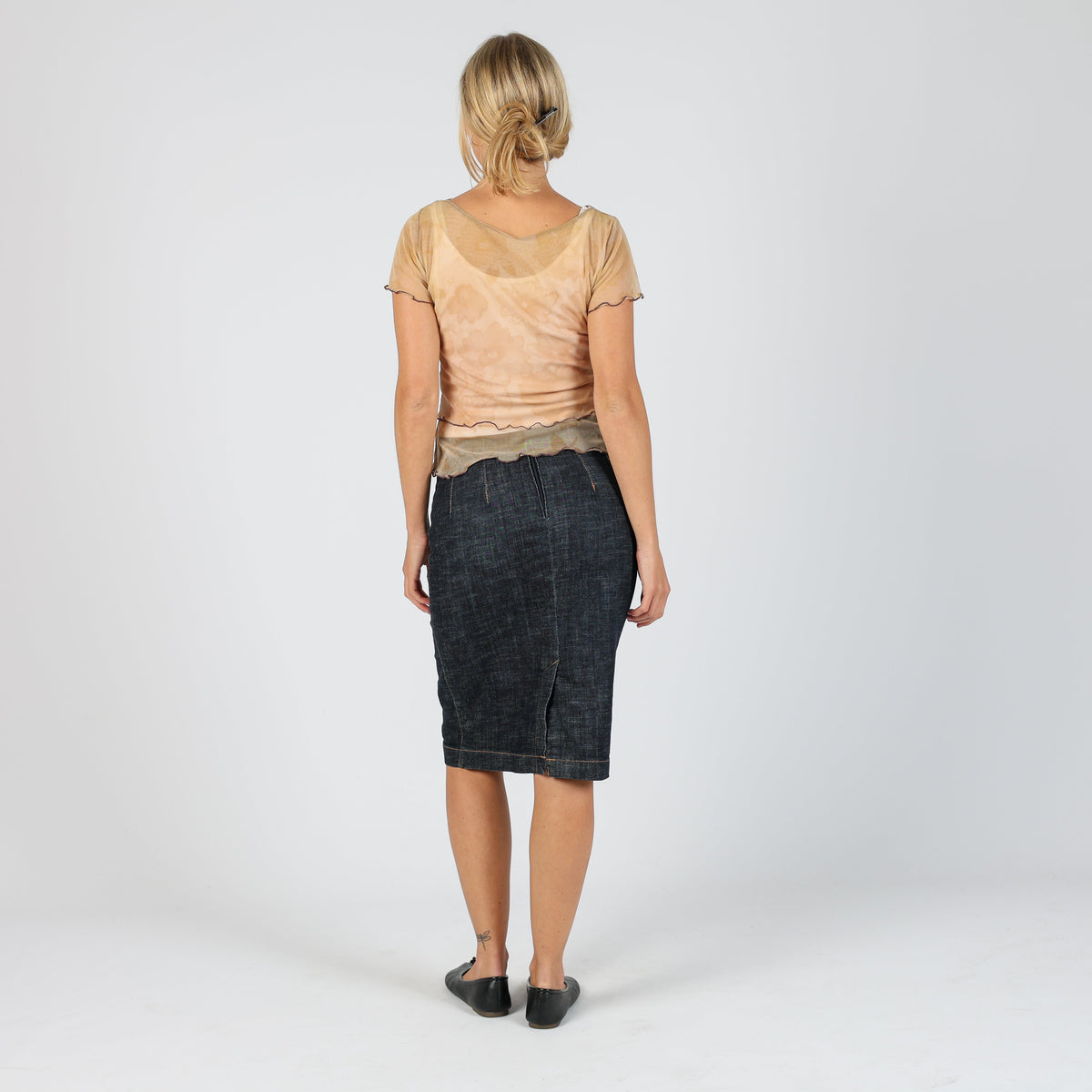 Blue Y2K United Colors of Benetton Denim Midi Skirt (XS)