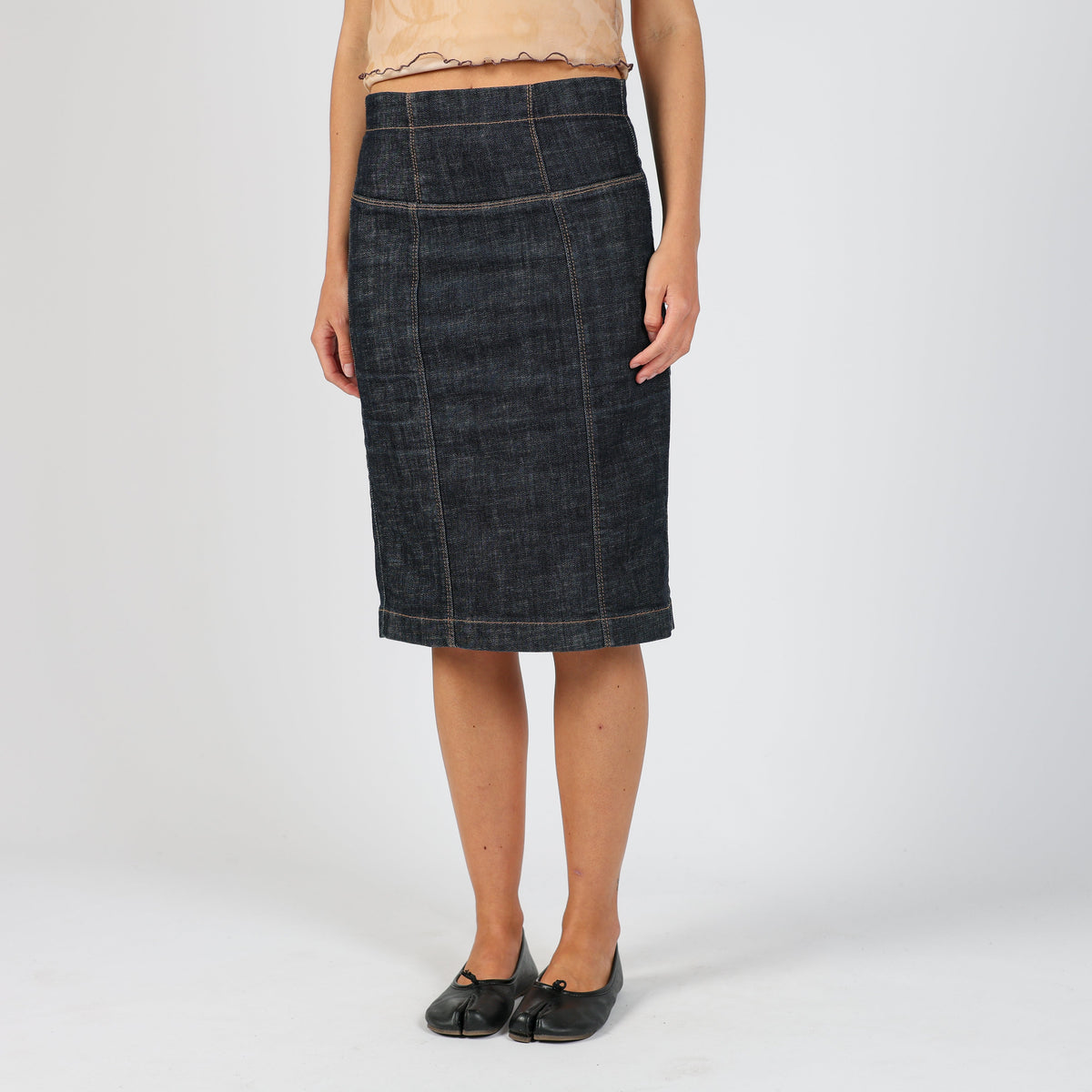 Blue Y2K United Colors of Benetton Denim Midi Skirt (XS)