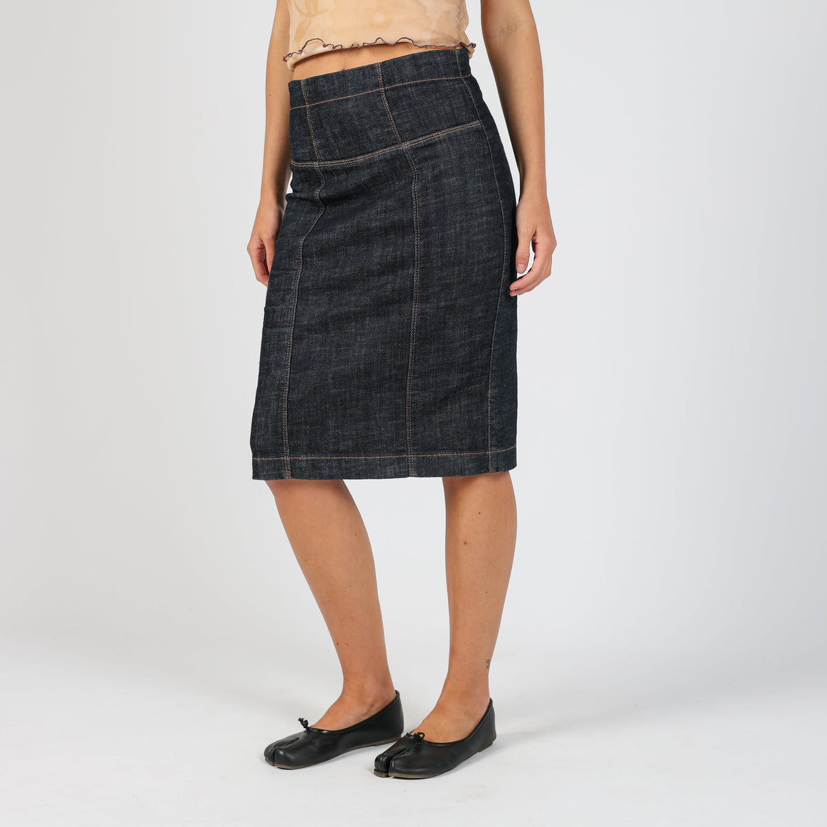 Blue Y2K United Colors of Benetton Denim Midi Skirt (XS)