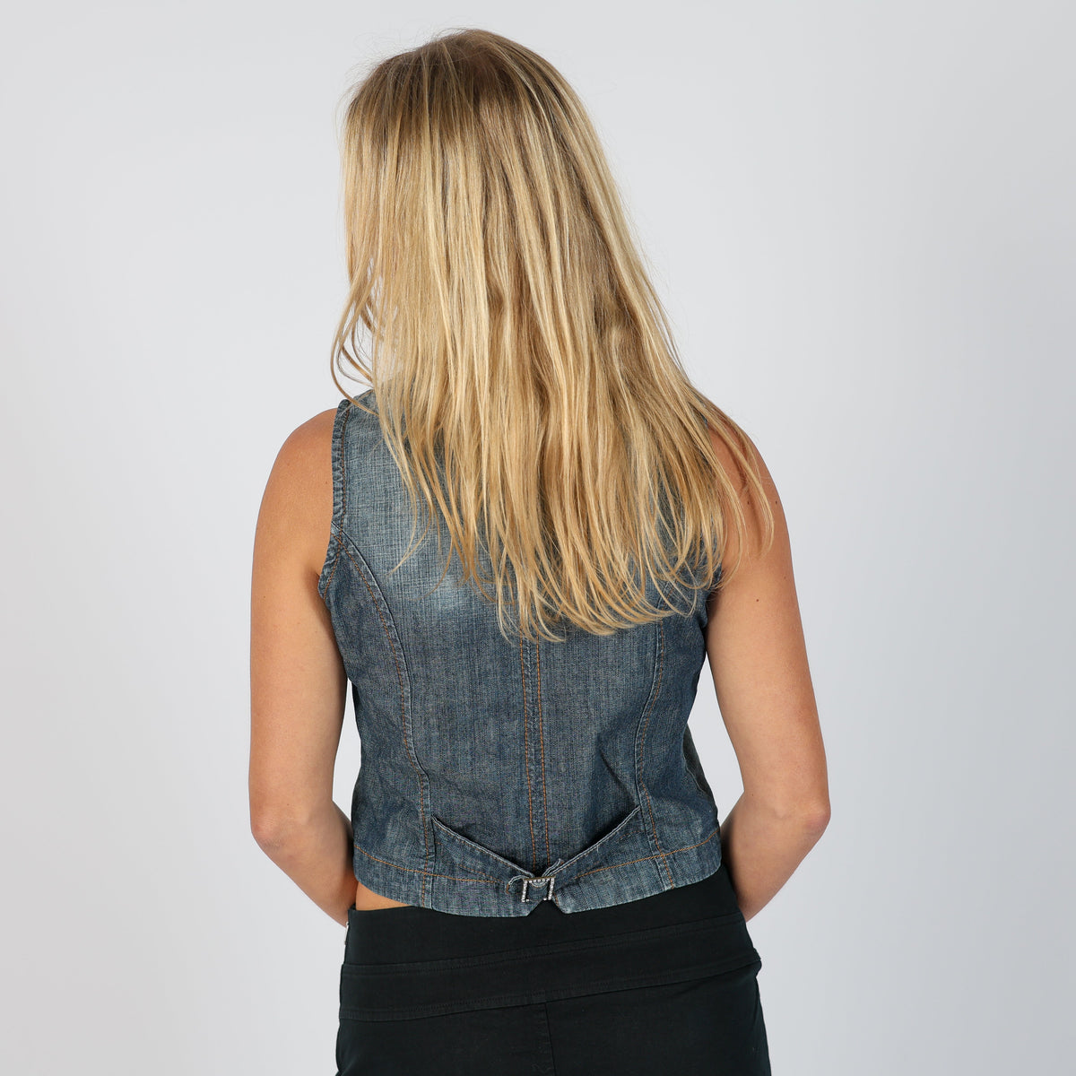 Blue Y2K Colours of the World Denim Waistcoat (S)