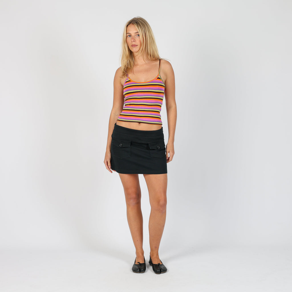 Black Y2K Made in Italy Woven Mini Skirt (S)