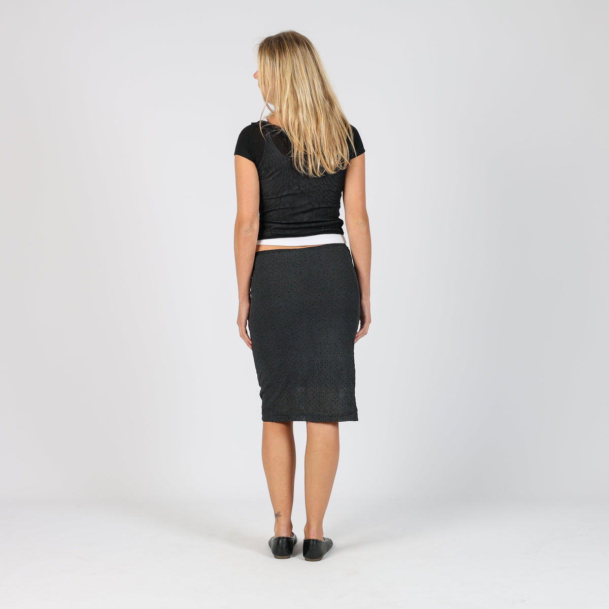 Black Y2K PHARD Woven Midi Skirt (XS)