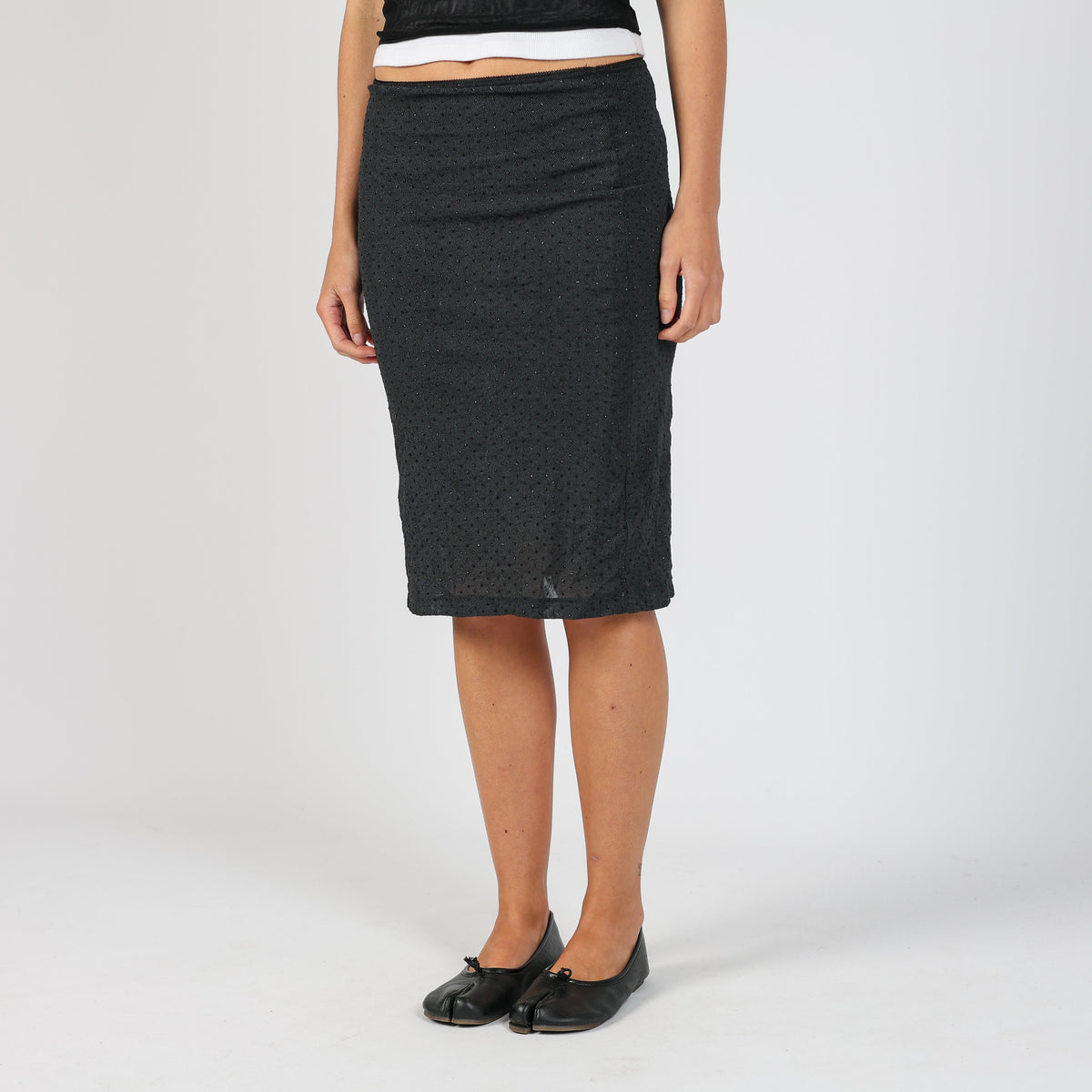 Black Y2K PHARD Woven Midi Skirt (XS)
