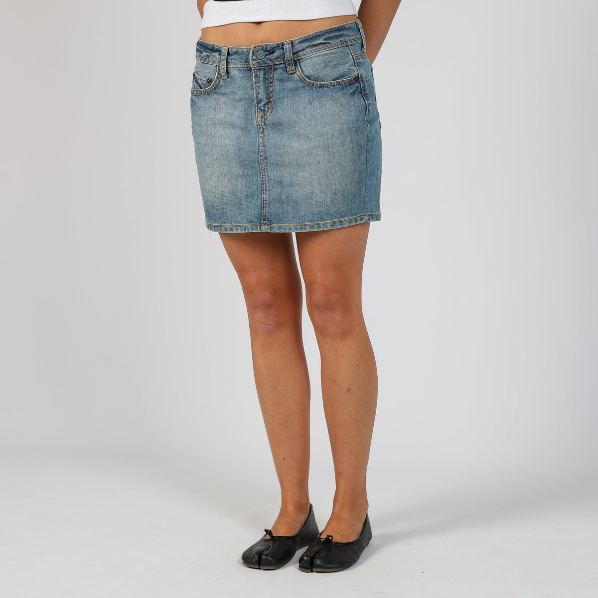 Light Blue Y2K Rifle Jeans Denim Mini Skirt (XS)