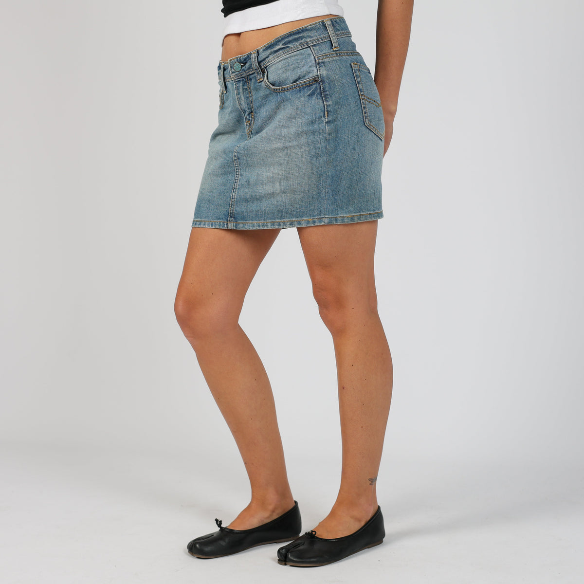 Light Blue Y2K Rifle Jeans Denim Mini Skirt (XS)