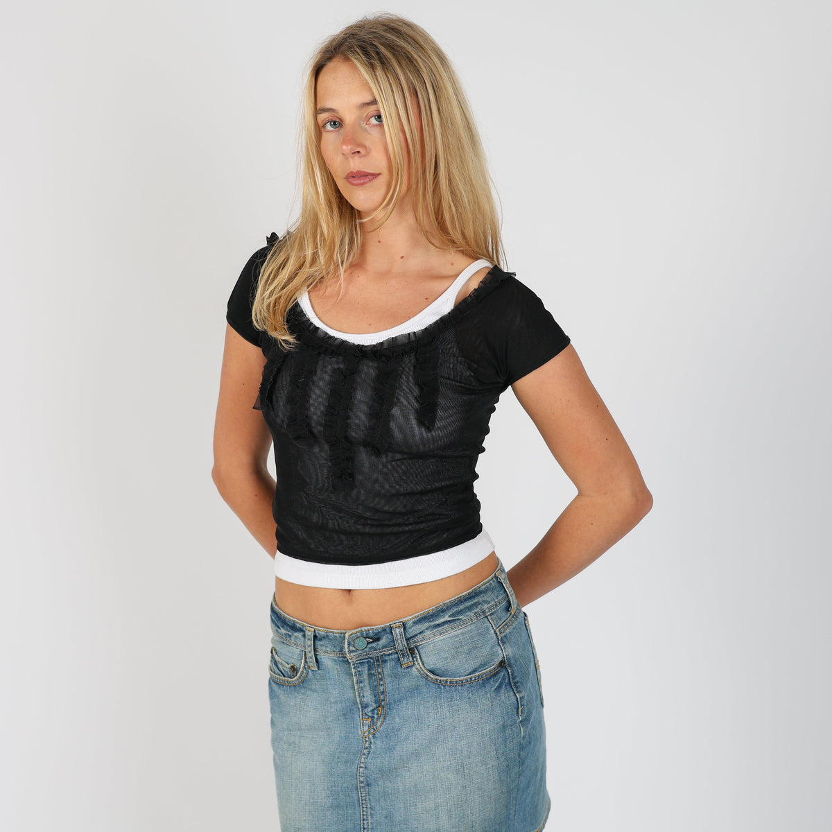 Black Y2K Infiore Mesh Top (XS)