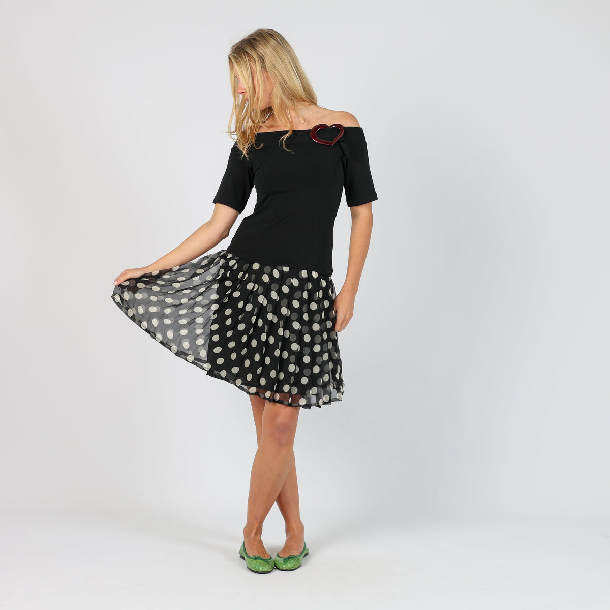 Black Y2K Giordino di francesca Woven Midi Skirt Silk (XS)