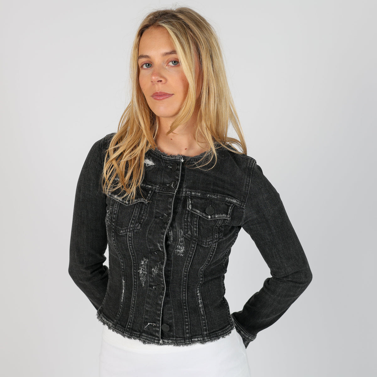 Charcoal Grey Y2K Miss Sixty Denim Jacket (XS)