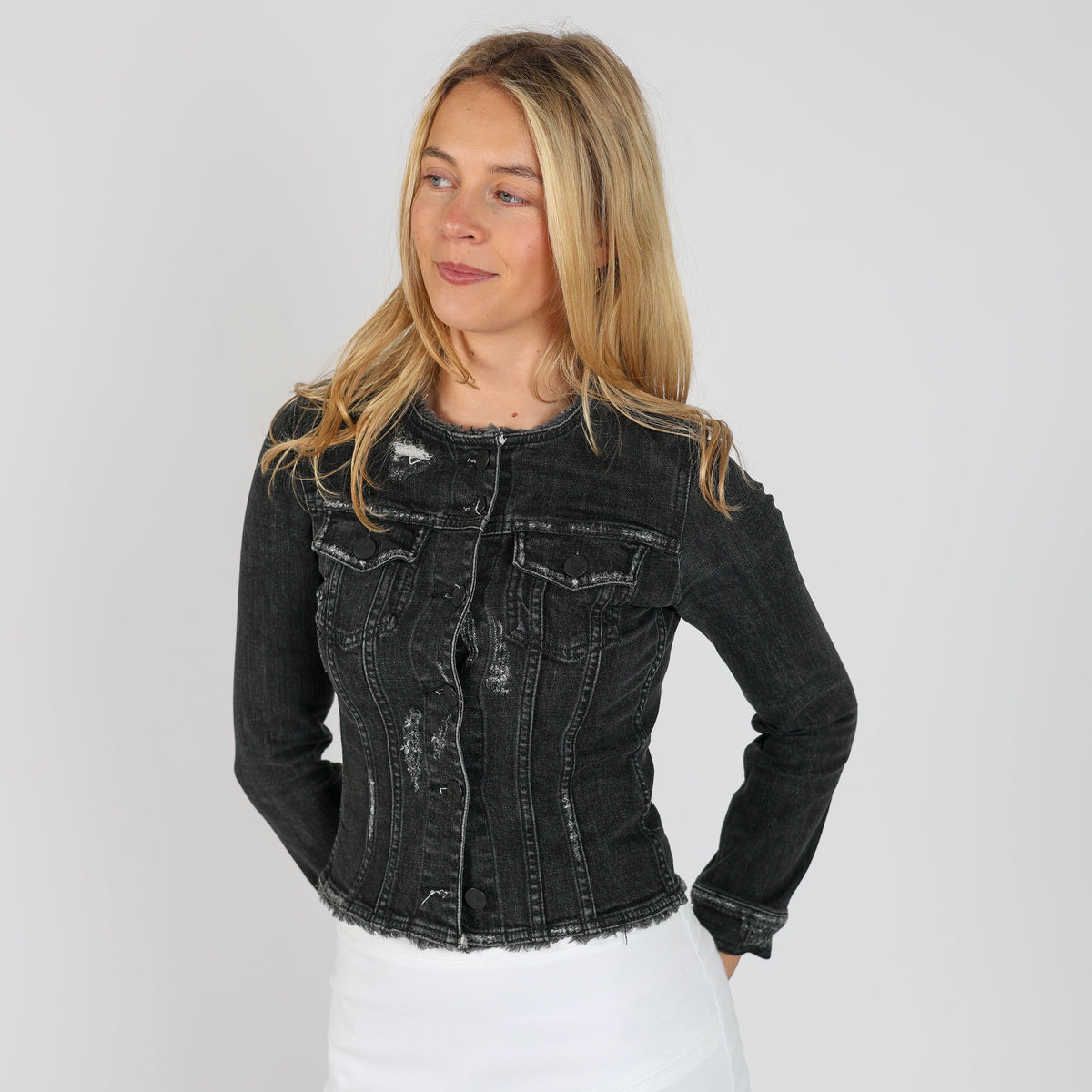 Charcoal Grey Y2K Miss Sixty Denim Jacket (XS)