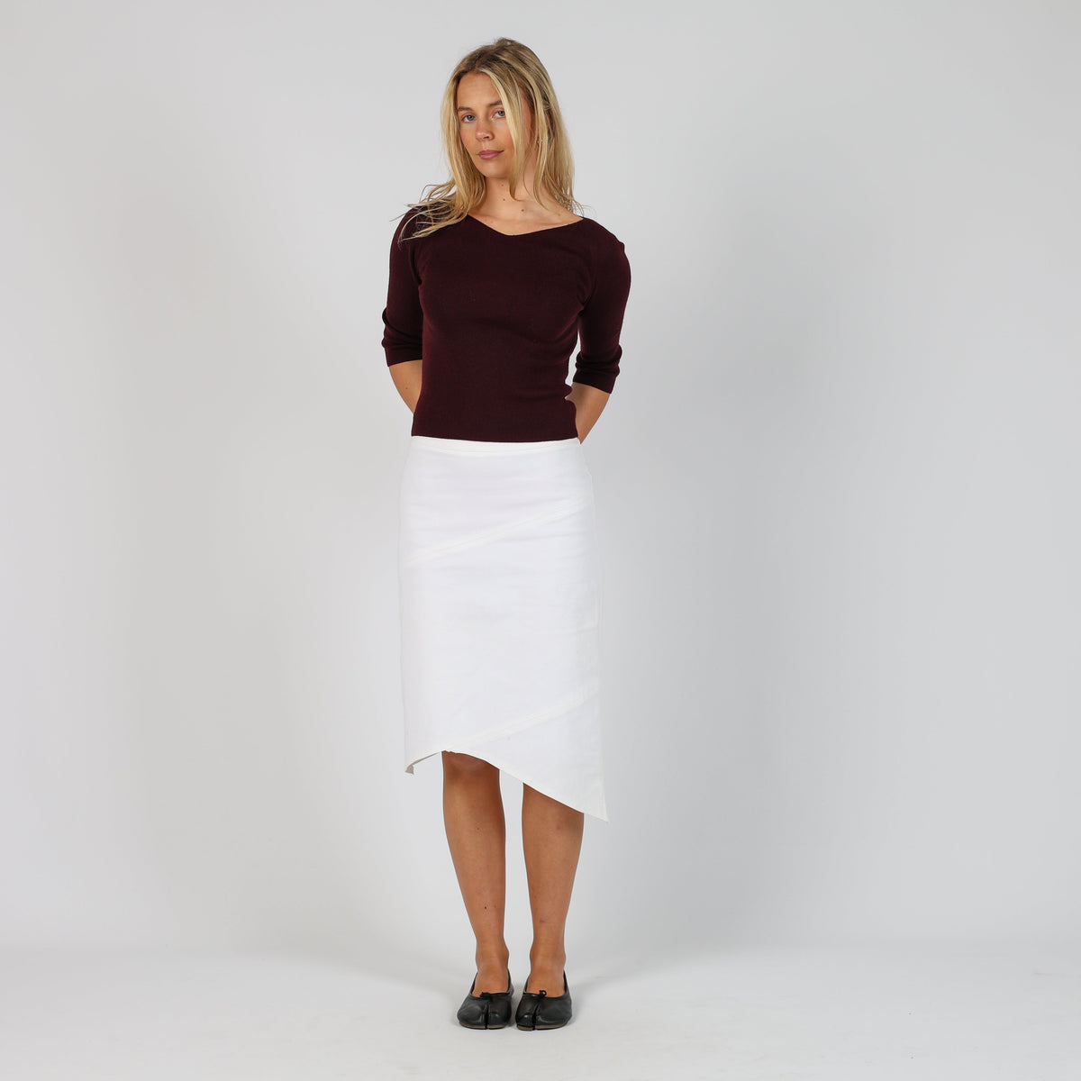 Ivory Y2K Denim Midi Skirt (XS)
