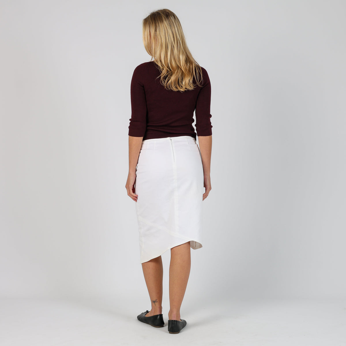 Ivory Y2K Denim Midi Skirt (XS)