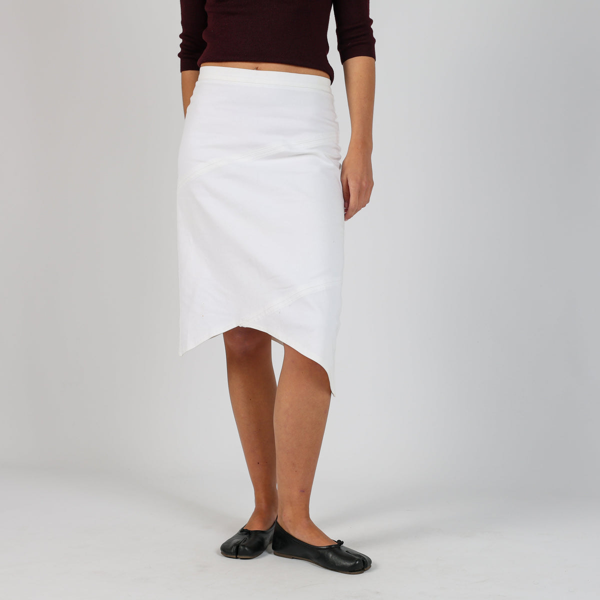 Ivory Y2K Denim Midi Skirt (XS)