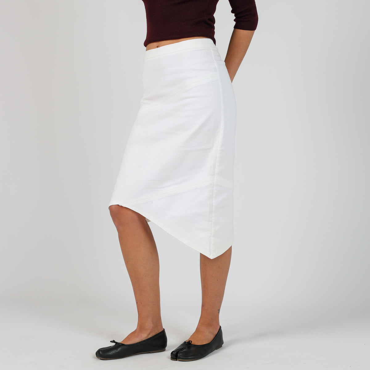 Ivory Y2K Denim Midi Skirt (XS)