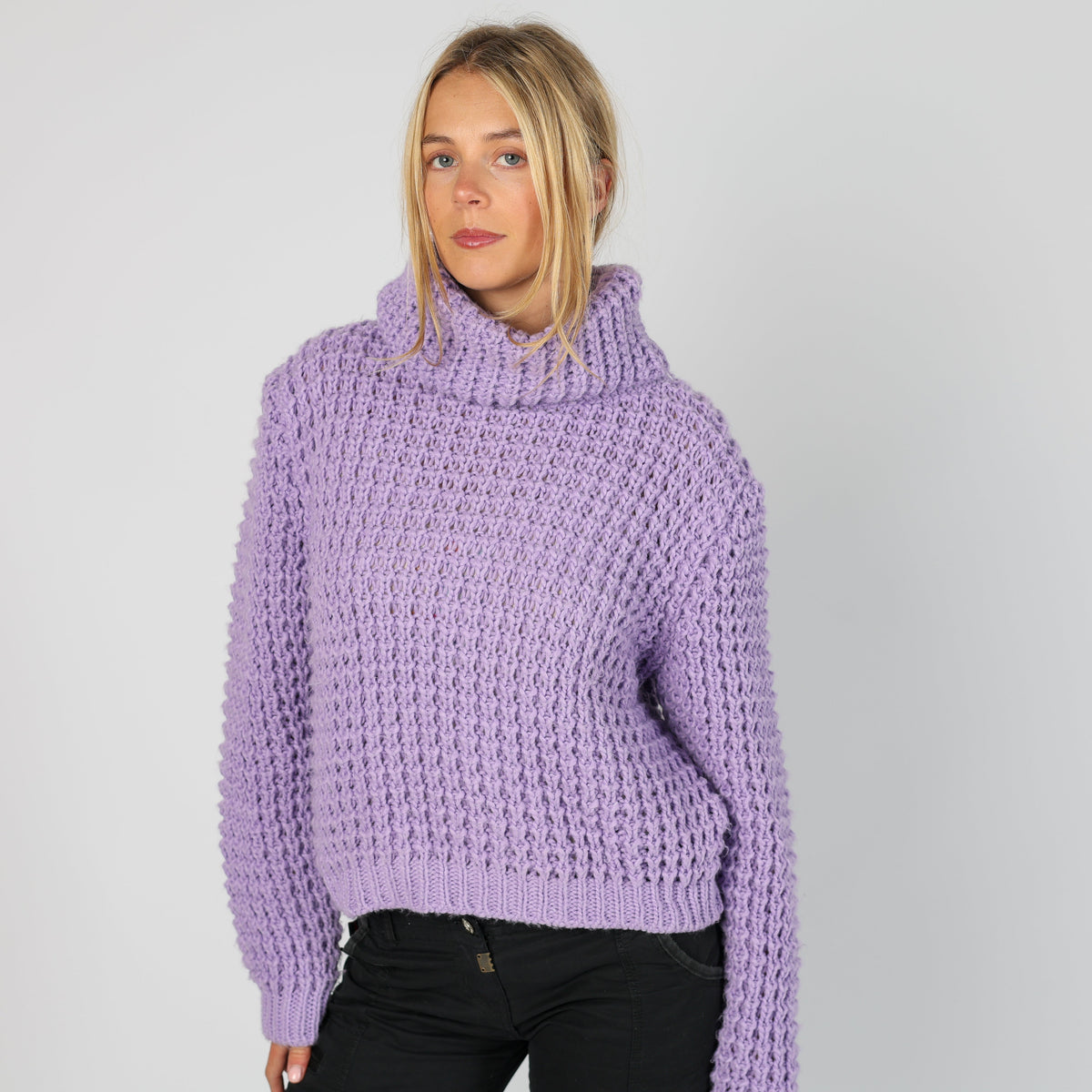Lilac Purple Y2K Knitted Jumper (L)