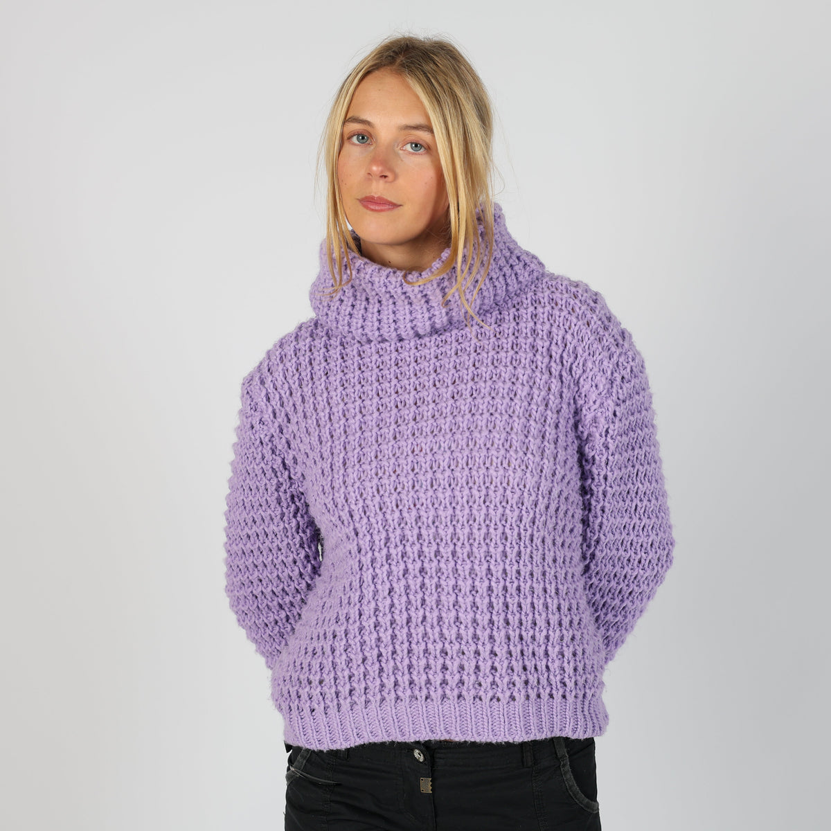 Lilac Purple Y2K Knitted Jumper (L)