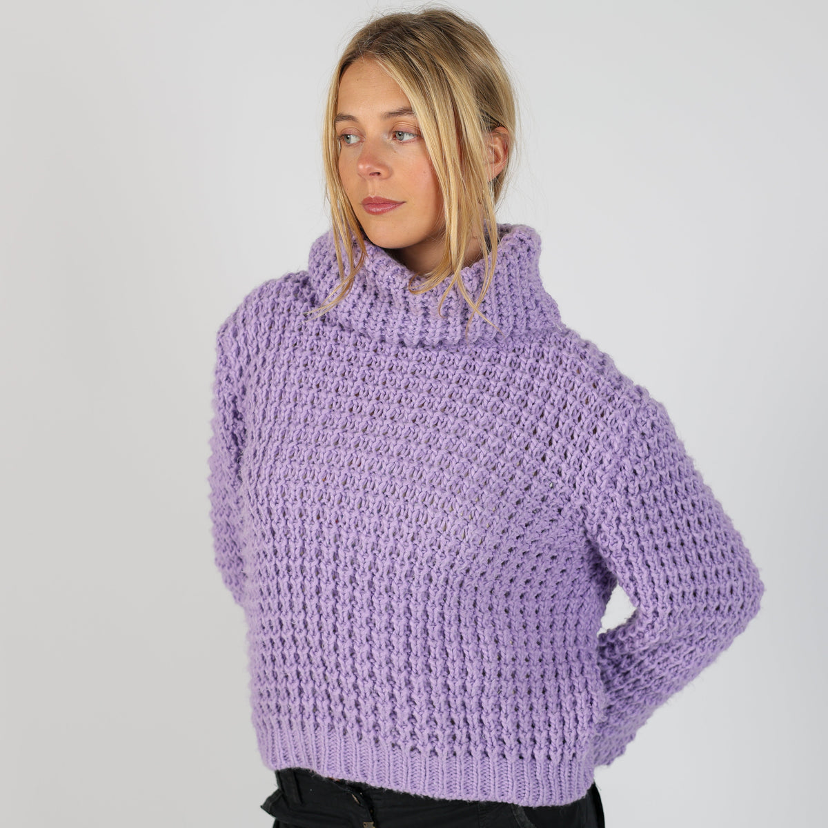 Lilac Purple Y2K Knitted Jumper (L)
