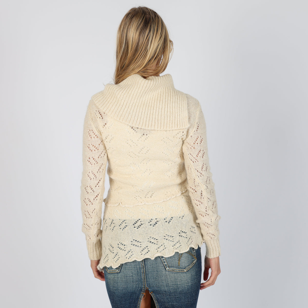 Cream Y2K Yell! Knitted Jumper (S)