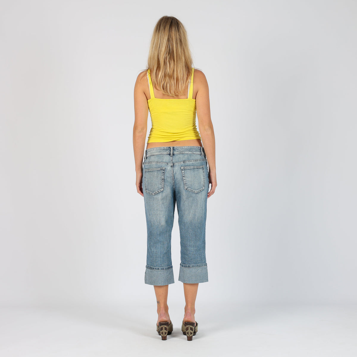 Light Blue Y2K You 3/4 Jeans (M)