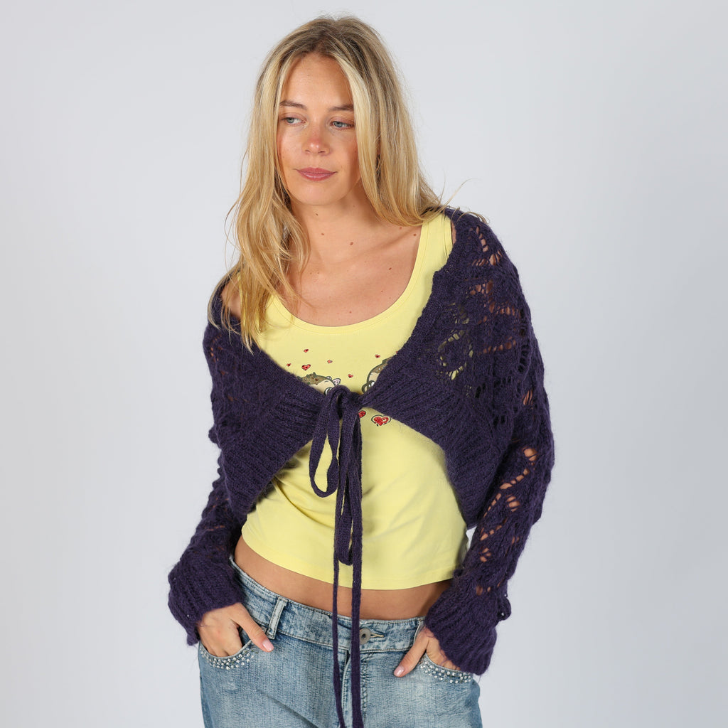 Purple Y2K Knitted Top (M)
