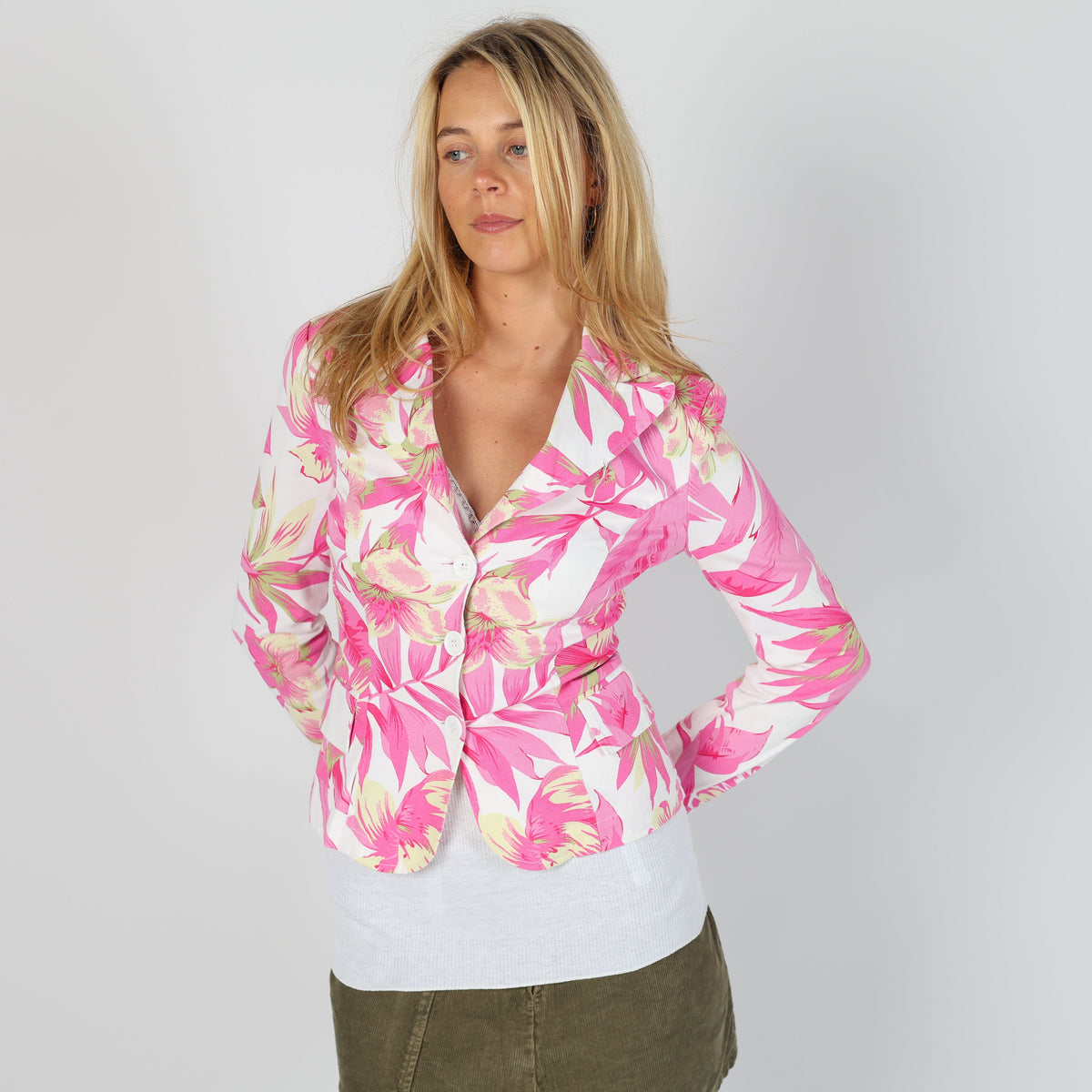Ivory Y2K Terranova Blazer Floral (S)