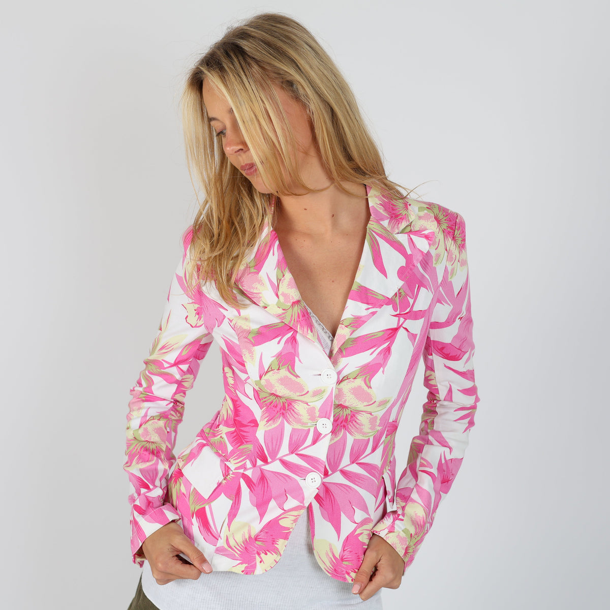 Ivory Y2K Terranova Blazer Floral (S)