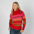 Red Y2K United Colors of Benetton Knitted Jumper Stripe (S)