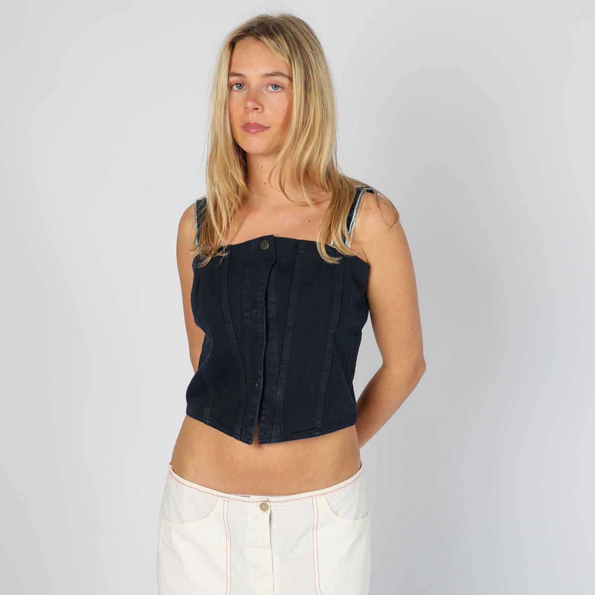Navy Blue Y2K Max&Co. Denim Waistcoat (S)