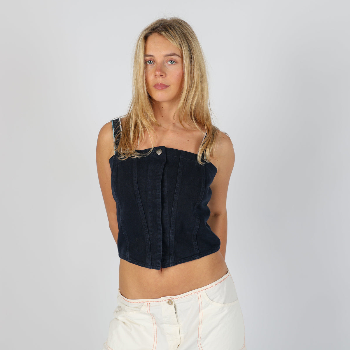 Navy Blue Y2K Max&Co. Denim Waistcoat (S)