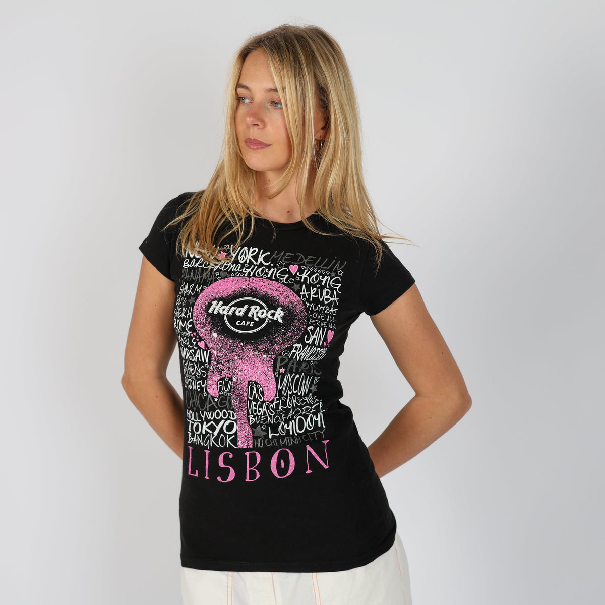 Black Y2K Baby Tee Hard Rock Cafe New York (XS)