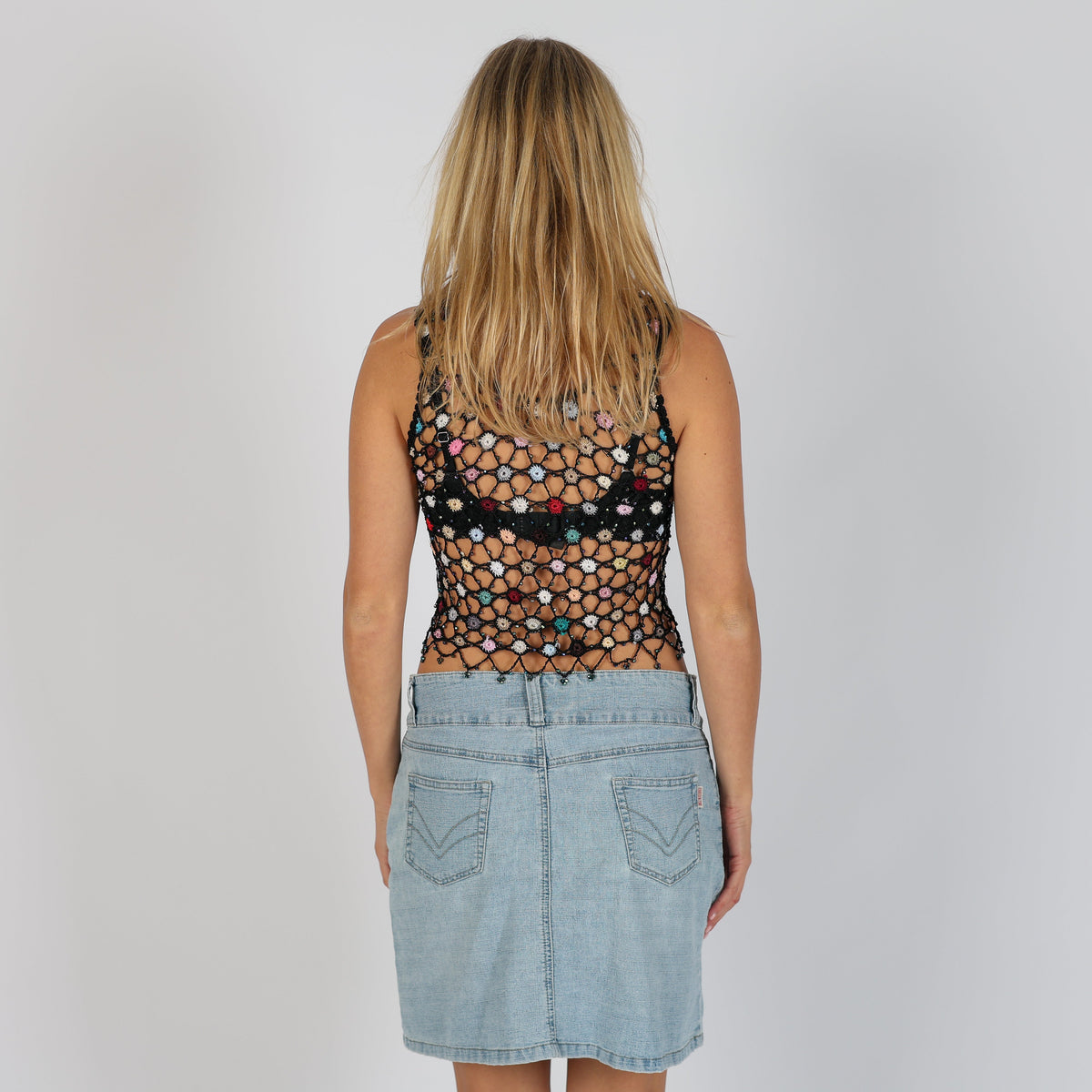 Black Y2K Woven Top Sheer (XS)