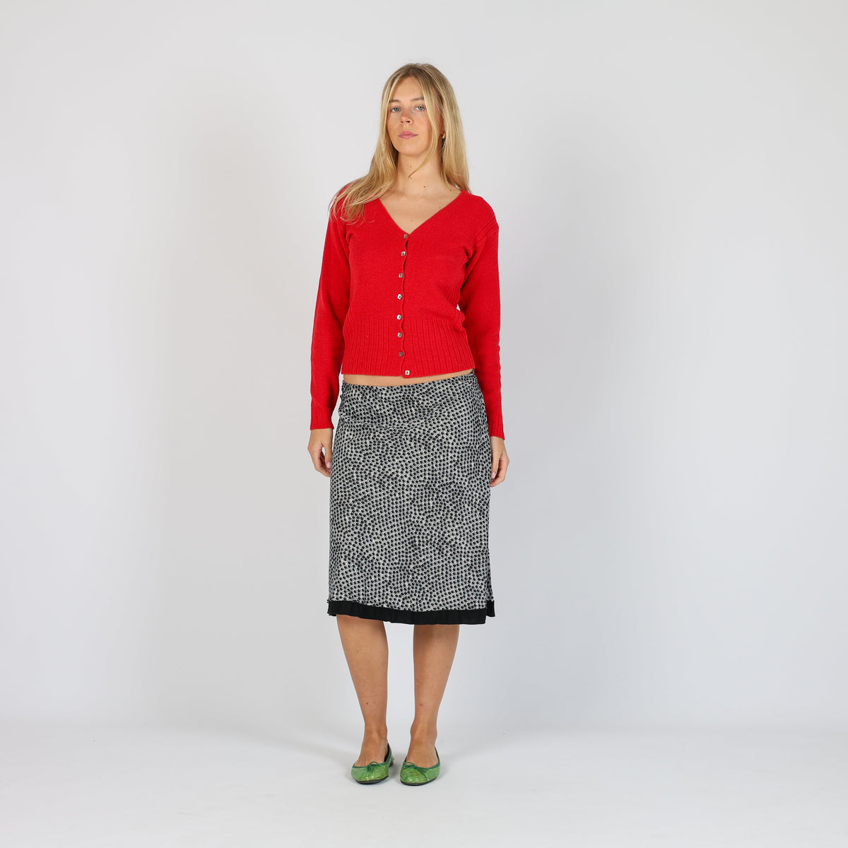 Black Y2K Blasting Woven Midi Skirt (XS)