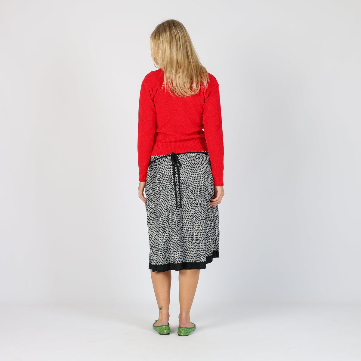 Black Y2K Blasting Woven Midi Skirt (XS)