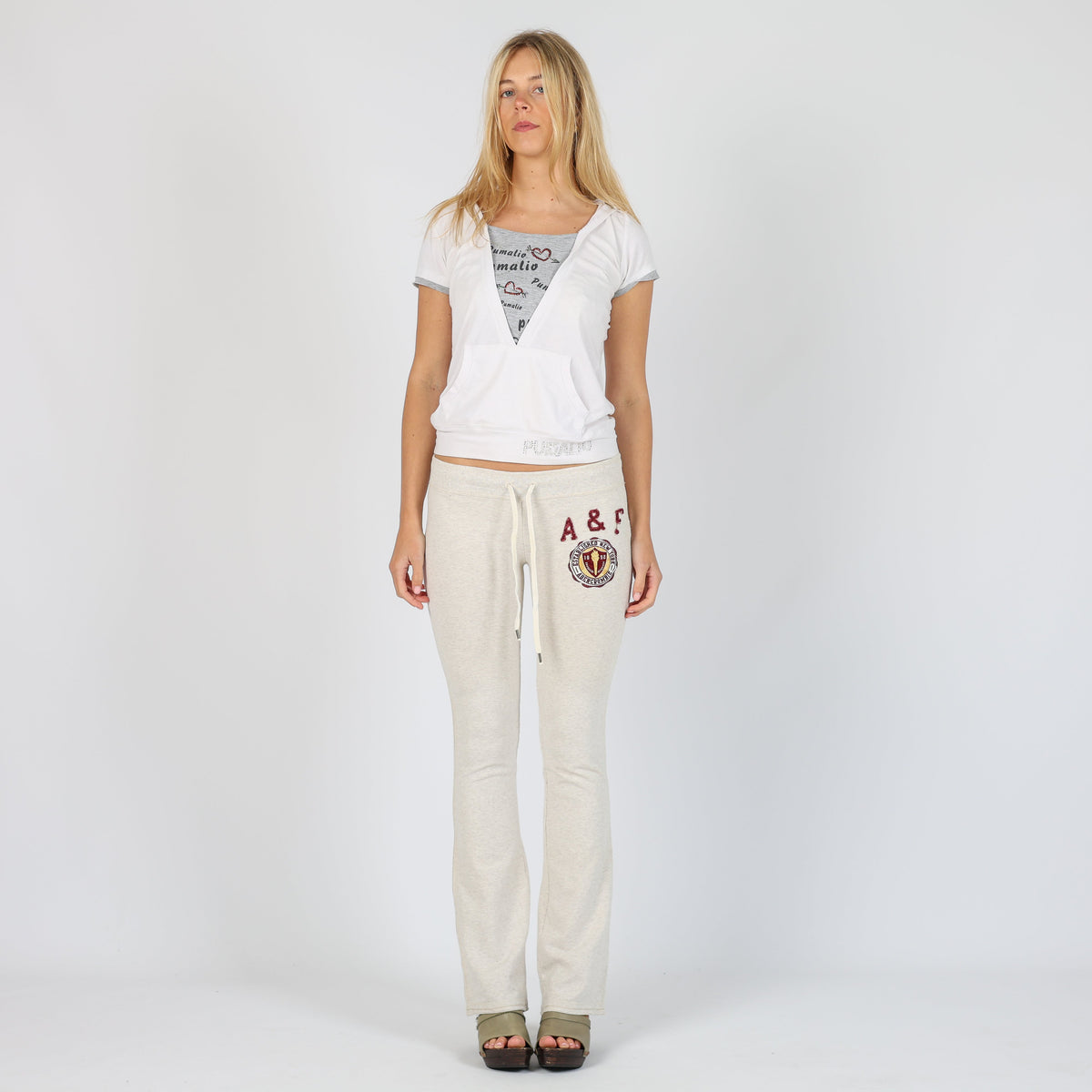 Light Grey Y2K Abercrombie & Fitch Casual Trousers (XS)