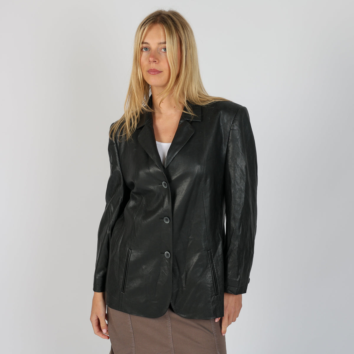 Black Y2K Delmod Leather Jacket Faux (L)