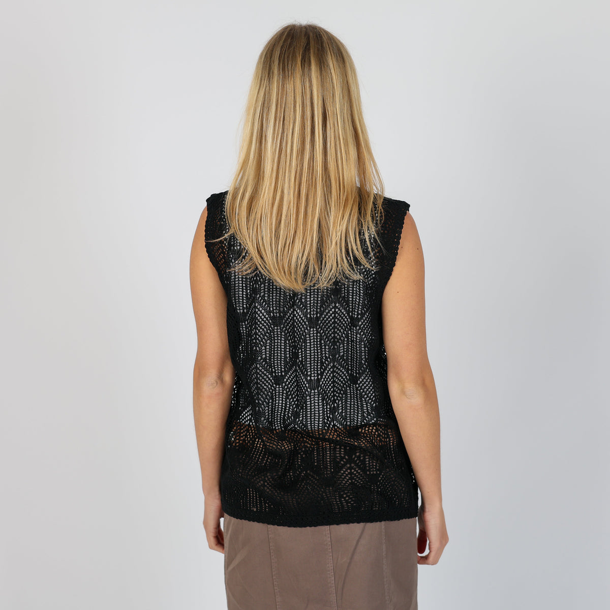 Black Y2K Oscar Knitted Top (M)