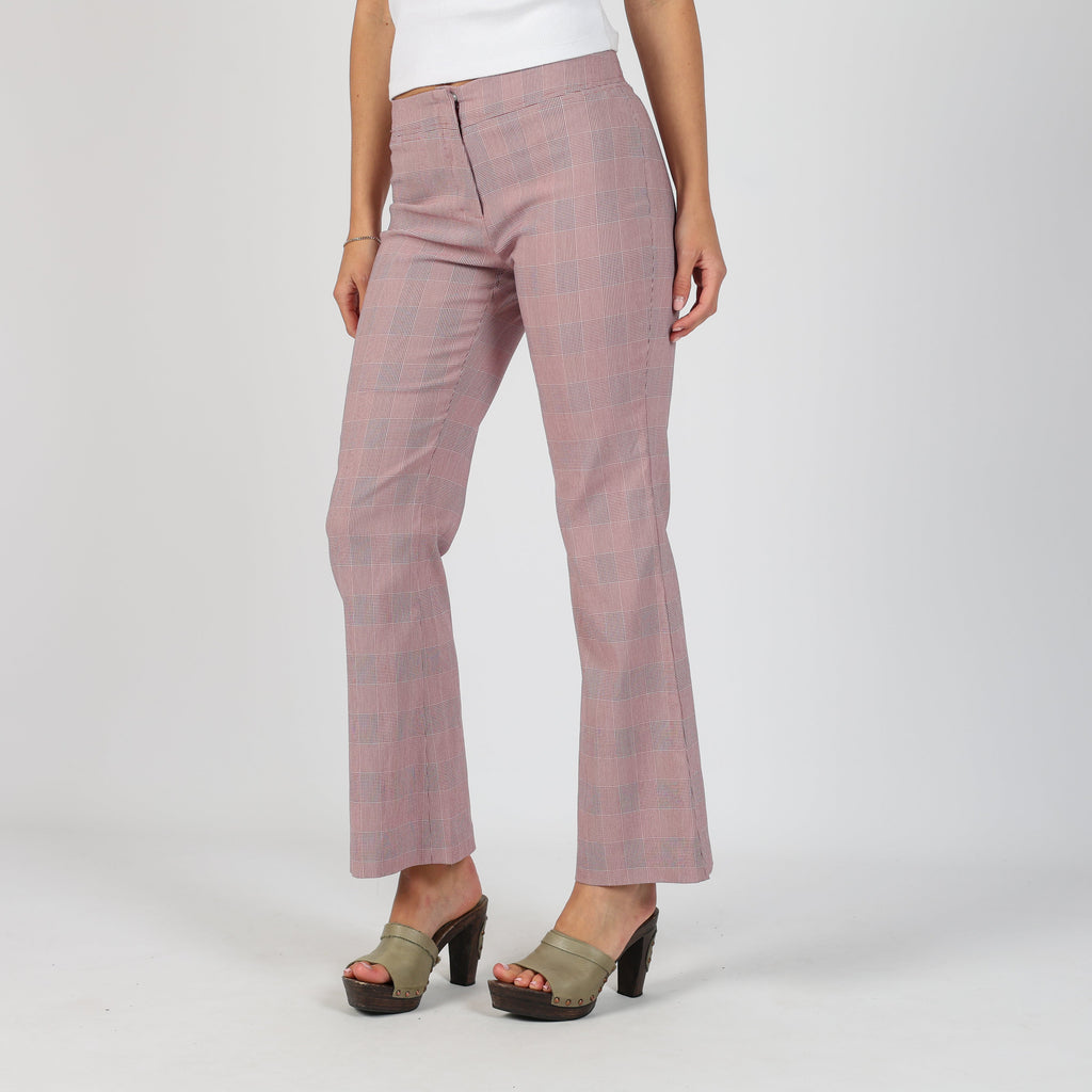 Burgundy Red Y2K Hennes Formal Trousers Checkered (XS)
