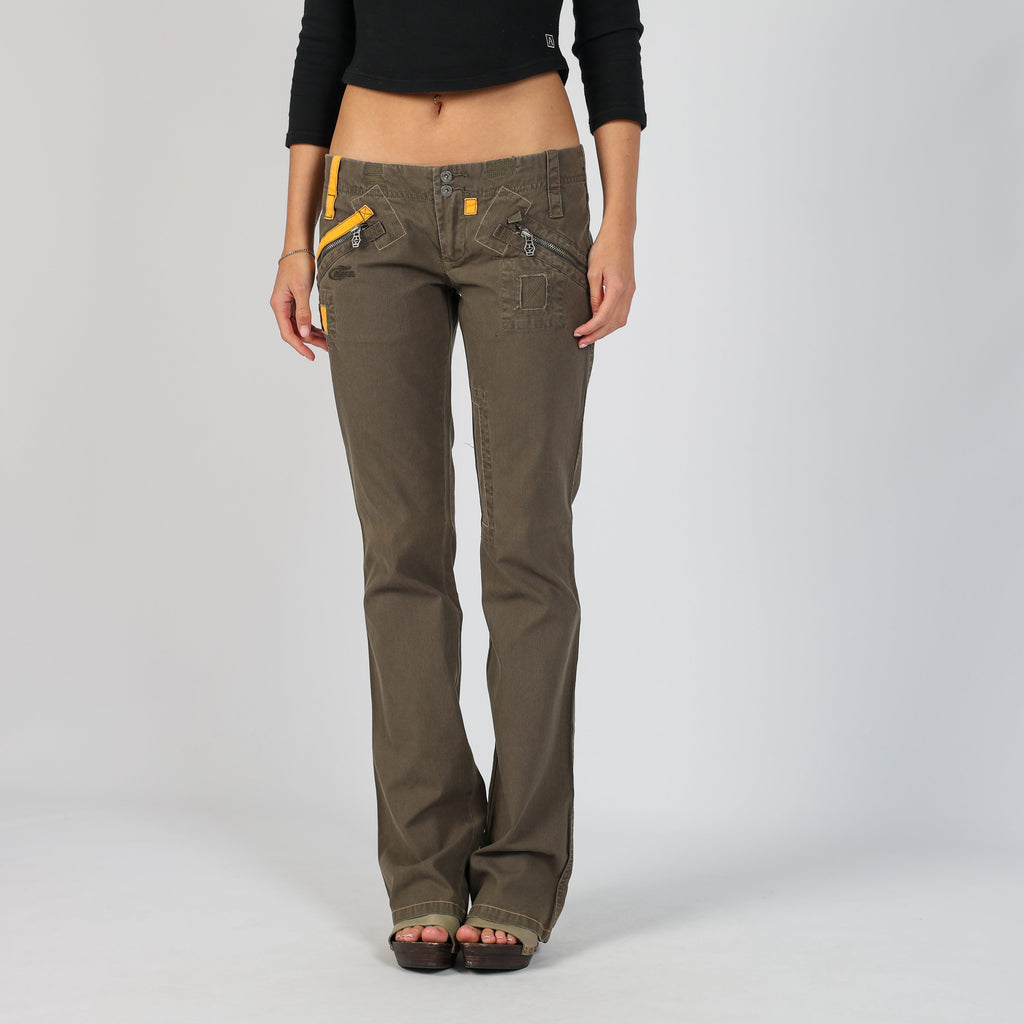 Dark Green Y2K Diesel Straight Jeans Low Rise (XS)