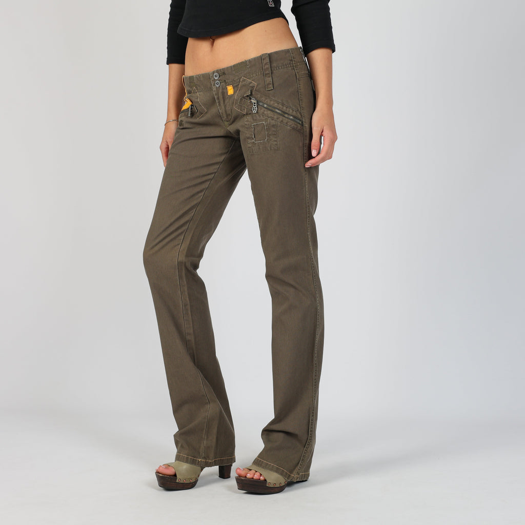 Dark Green Y2K Diesel Straight Jeans Low Rise (XS)
