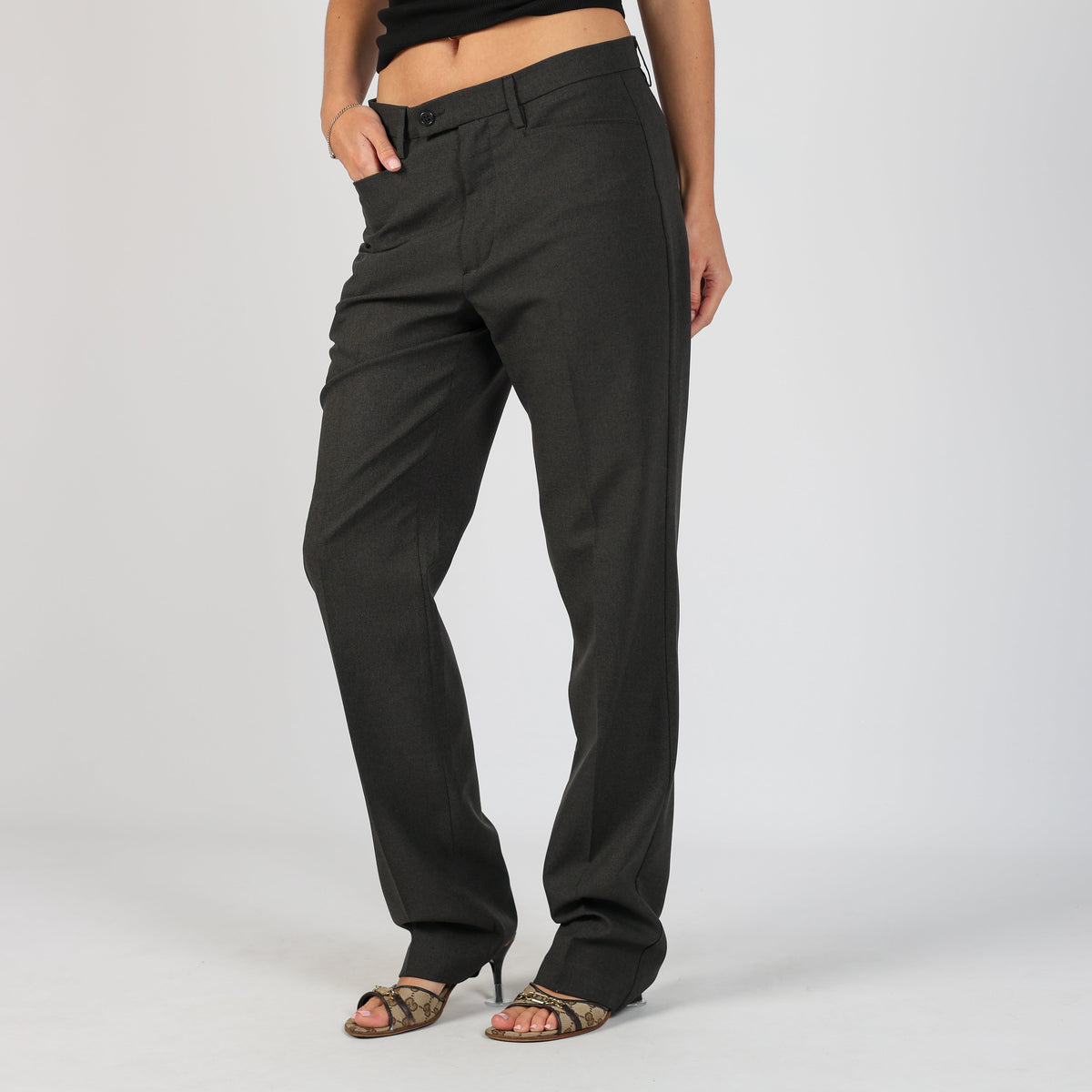 Charcoal Grey Y2K United Colors of Benetton Formal Trousers (S)