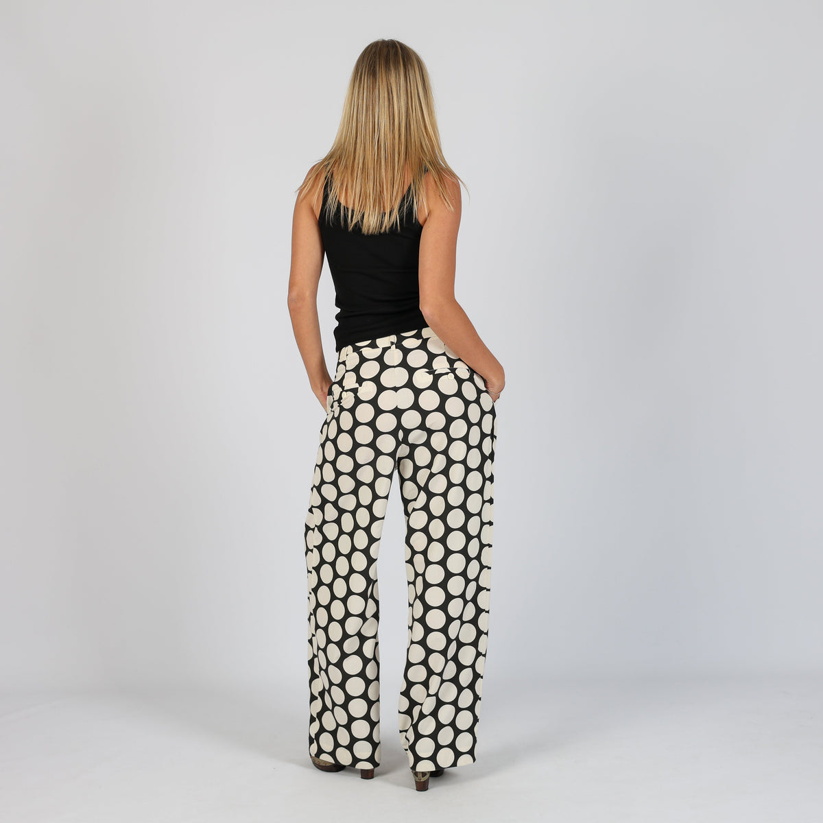 Black Y2K United Colors of Benetton Casual Trousers Polkadot (S)