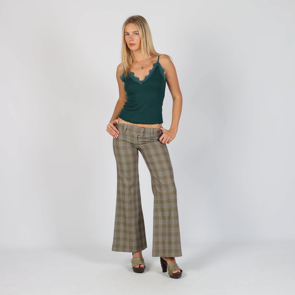Brown Y2K Indian Rose Formal Trousers Checkered (XS)