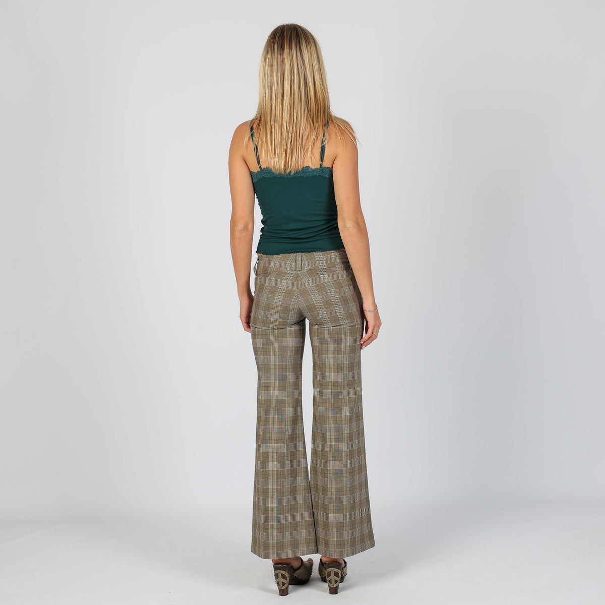 Brown Y2K Indian Rose Formal Trousers Checkered (XS)