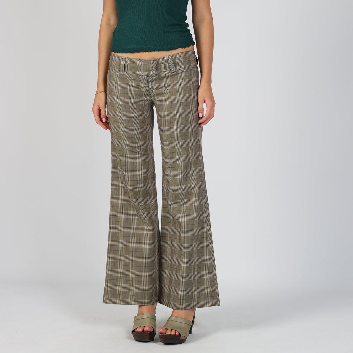 Brown Y2K Indian Rose Formal Trousers Checkered (XS)